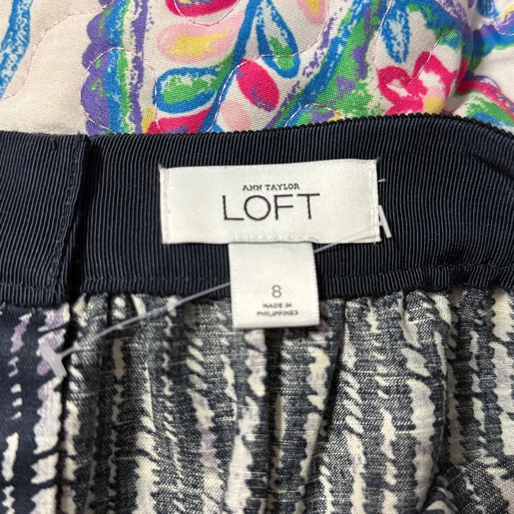 LOFT Striped Linen Blend A-Line Mini Skirt Sz: 8